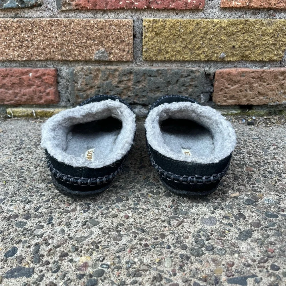 SOREL Kids Moccasins Mules Size 12 Slip on Shoes Slippers Wool Black - Picture 3 of 10